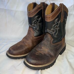 Lincoln Outfitters Youth Sz 4 Cowboy Cowgirl Boots Black & Brown Leather